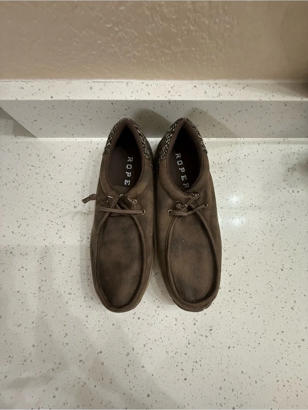 Roper Men’s 12D Brown Moc Toe Casual Shoes Woven Heel